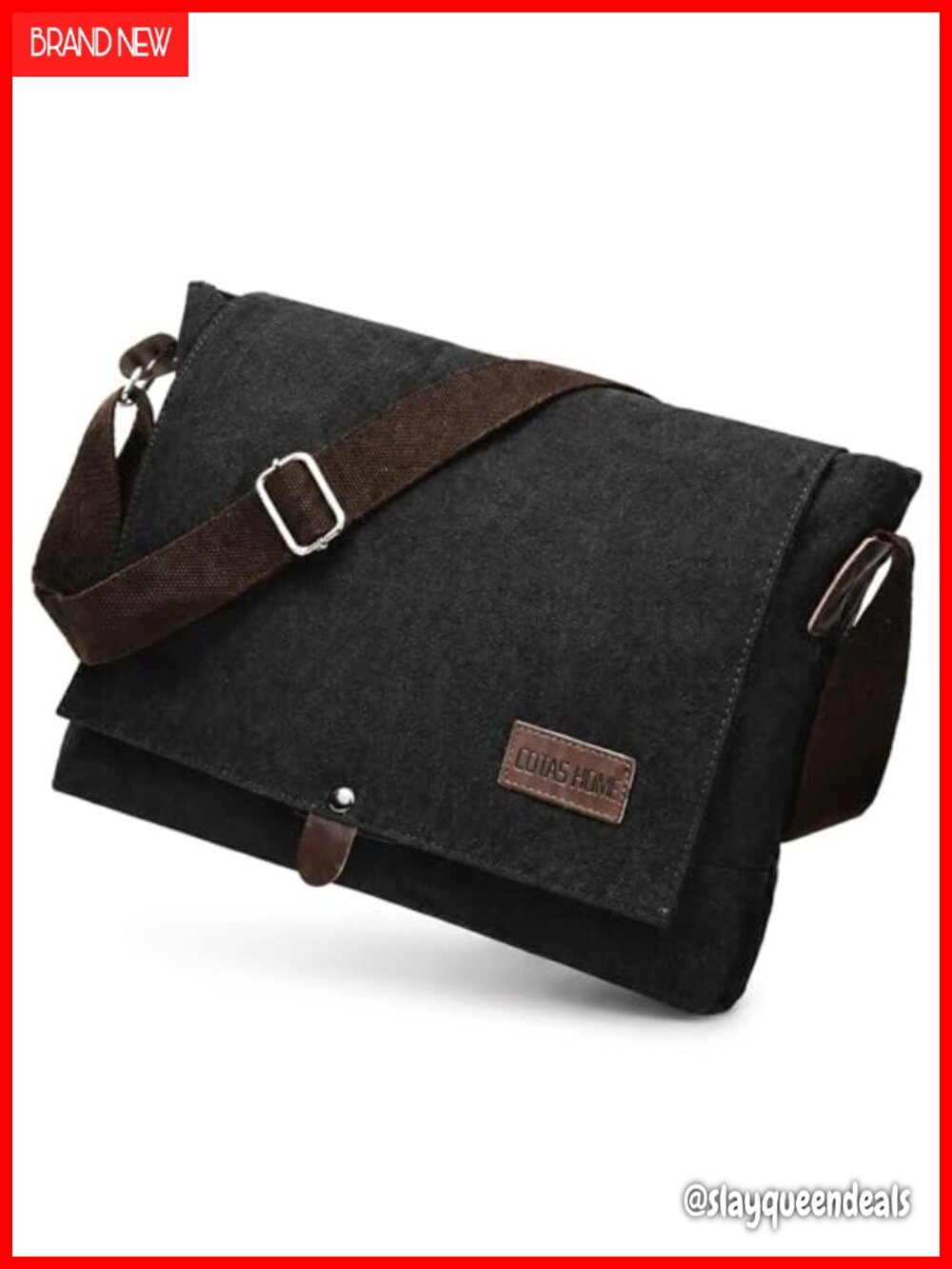 Canvas Messenger Bag Compact Satchel for Work Fits A4 Documents
